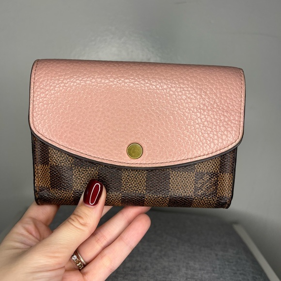 LOUIS VUITTON Portefeuille Normandy Bi-fold Damier Canvas Women's Rose/Brown - Picture 1 of 6